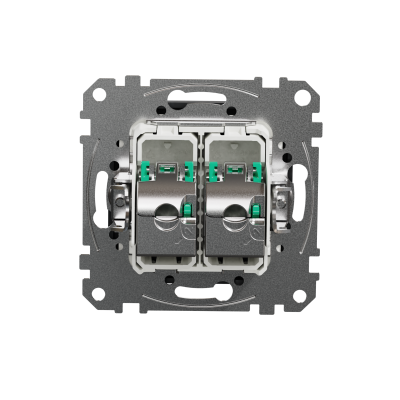 Sedna Design & Elements Gniazdo komputerowe podwójne RJ45 kat. 5e STP czarny antracyt SDD114452S SCHNEIDER (SDD114452S)